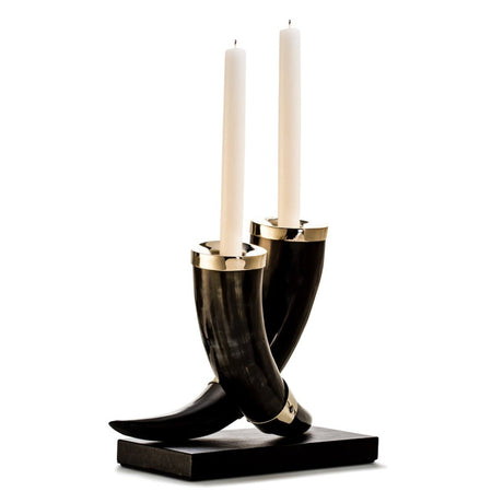 Candle Holder - Dark Horn Leather Candlesticks by LaDorada at Fig Linens and Home