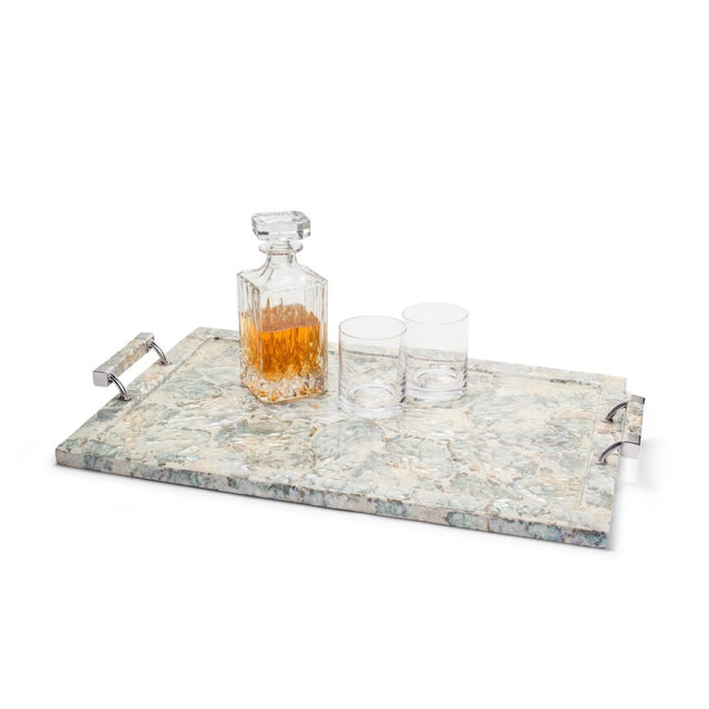 Mother of Pearl Serving Tray | LaDorada 23.6" x 15.7" Barware Tray at Fig Linens and Home 1