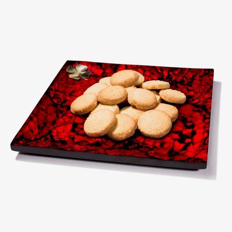 Mother of Pearl Red Small Tray 7.9'' x 7.9'' x 1.3'' Mother of Pearl - Red at FIG LINENS AND HOME 2
