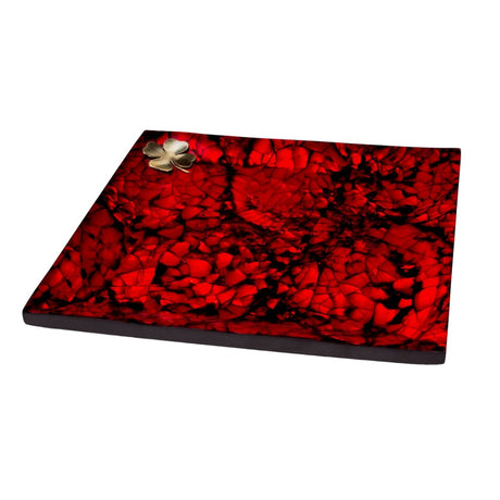 Mother of Pearl Red Small Tray 7.9'' x 7.9'' x 1.3'' Mother of Pearl - Red at FIG LINENS AND HOME 1
