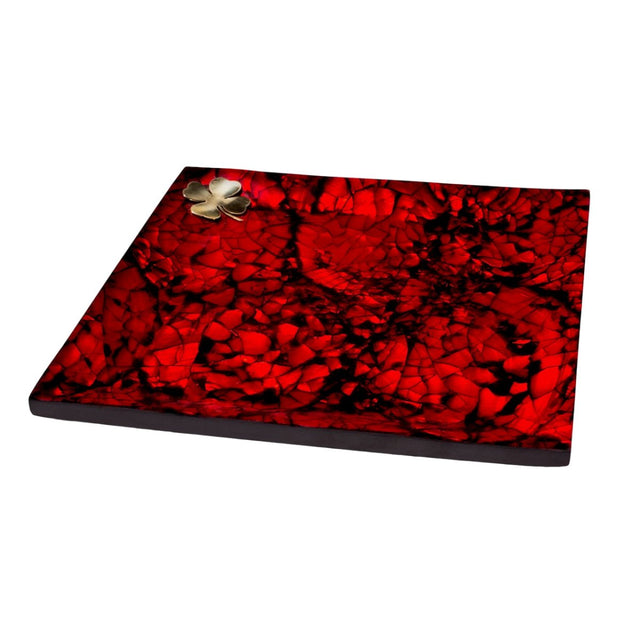 Mother of Pearl Red Small Tray 7.9'' x 7.9'' x 1.3'' Mother of Pearl - Red at FIG LINENS AND HOME 1
