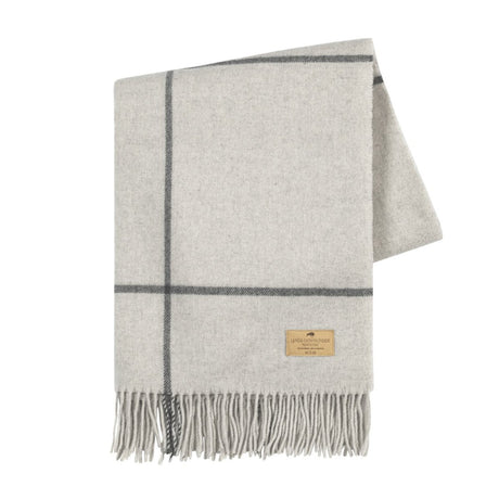 Windowpane Cashmere Light Grey Throw by Lands Downunder at Fig Linens and Home - Folded