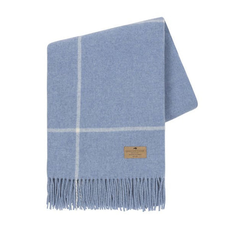 Windowpane Cashmere Sky Blue Throw by Lands Downunder at Fig Linens and Home