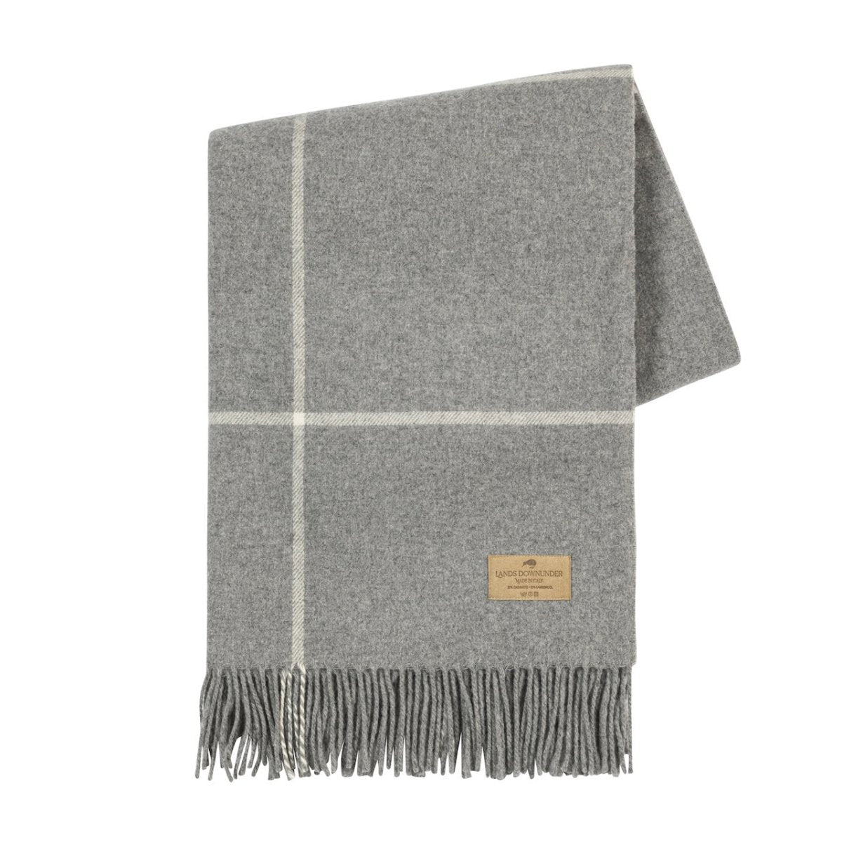 Windowpane Cashmere Throw Gray by Lands Downunder at Fig Linens and Home - Folded View
