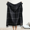 Windowpane Cashmere Throw Onyx by Lands Downunder - Full View at Fig Linens and Home