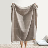 Windowpane Cashmere Throw Taupe by Lands Downunder - Full View at Fig Linens and Home