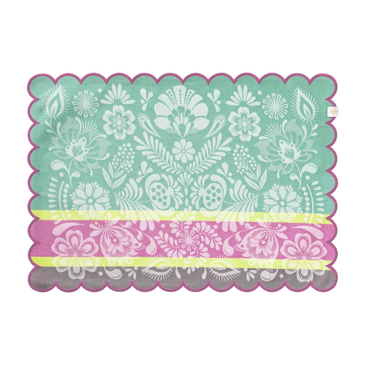 Alegria Coated Placemat in Lagoon Green by Le Jacquard Francais 14" x 20" - Set of 4 Placemats GREEN at FIG LINENS AND HOME 1