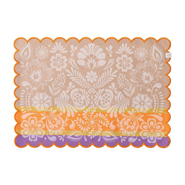 Alegria Coated Placemat in Sunset Yellow by Le Jacquard Francais 14" x 20" - Set of 4 Placemats YELLOW at FIG LINENS AND HOME 1