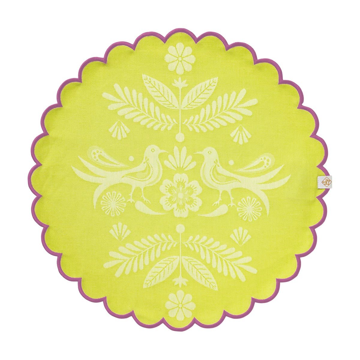 Alegria Round Coated Placemat in Lagoon Green by Le Jacquard Francais 15" x 15" - Set of 4 Placemats GREEN at FIG LINENS AND HOME 1