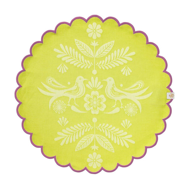 Alegria Round Coated Placemat in Lagoon Green by Le Jacquard Francais 15" x 15" - Set of 4 Placemats GREEN at FIG LINENS AND HOME 1