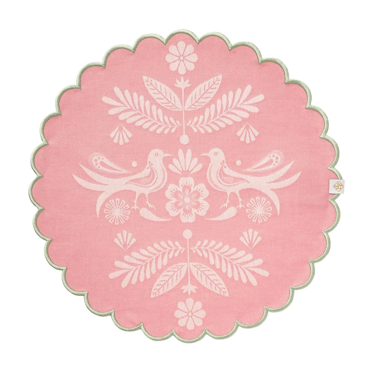 Alegria Round Coated Placemat in Sorbet Pink by Le Jacquard Francais 15" x 15" - Set of 4 Placemats PINK at FIG LINENS AND HOME 1