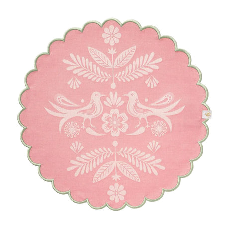 Alegria Round Coated Placemat in Sorbet Pink by Le Jacquard Francais 15" x 15" - Set of 4 Placemats PINK at FIG LINENS AND HOME 1