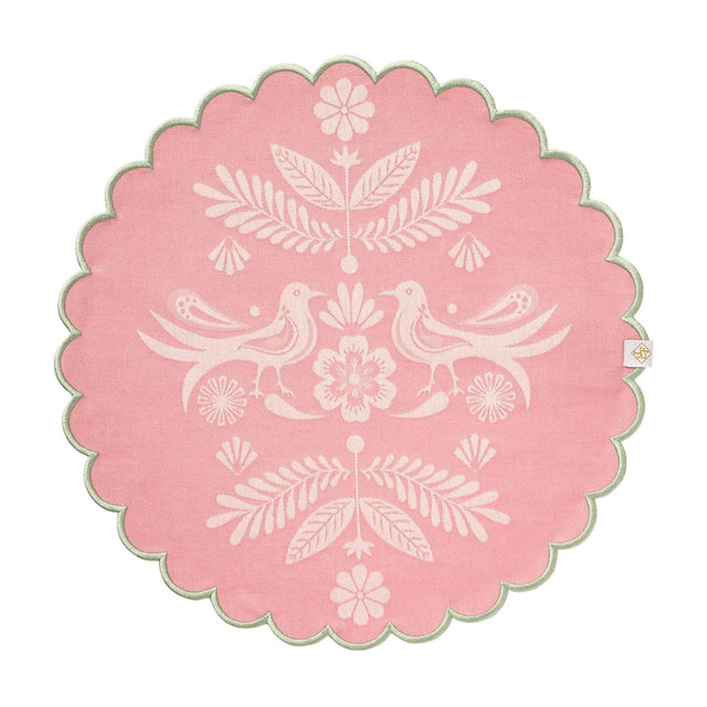 Alegria Round Coated Placemat in Sorbet Pink by Le Jacquard Francais 15" x 15" - Set of 4 Placemats PINK at FIG LINENS AND HOME 1