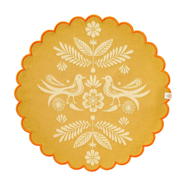 Alegria Round Coated Placemat in Sunset Yellow by Le Jacquard Francais 15" x 15" - Set of 4 Placemats YELLOW at FIG LINENS AND HOME 1