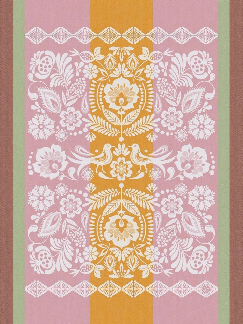 Alegria Tea Towel in Sorbet Pink by Le Jacquard Francais 24" x 31" Tea Towels - Set of 4 PINK at FIG LINENS AND HOME 1