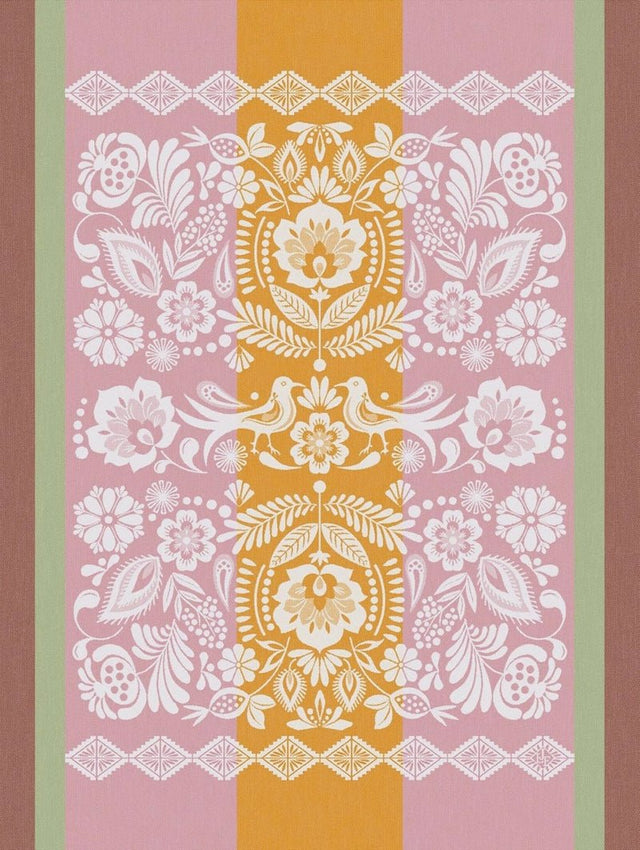 Alegria Tea Towel in Sorbet Pink by Le Jacquard Francais 24" x 31" Tea Towels - Set of 4 PINK at FIG LINENS AND HOME 1
