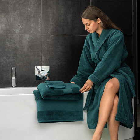 Caresse Dark Green Robe by Le Jacquard Francais at Fig linens and Home - Lifestyle