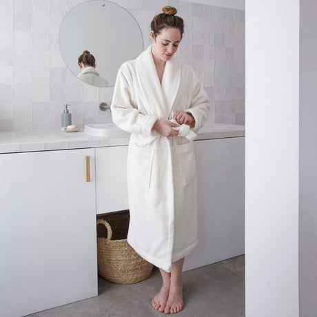 Caresse Ivory Robe by Le Jacquard Francais at Fig Linens and Home - Lifestyle 3