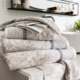 Charme Grey Bath Towels, Tub Mats, Wash Cloths by Le Jacquard Francais at Fig Linens and Home 5