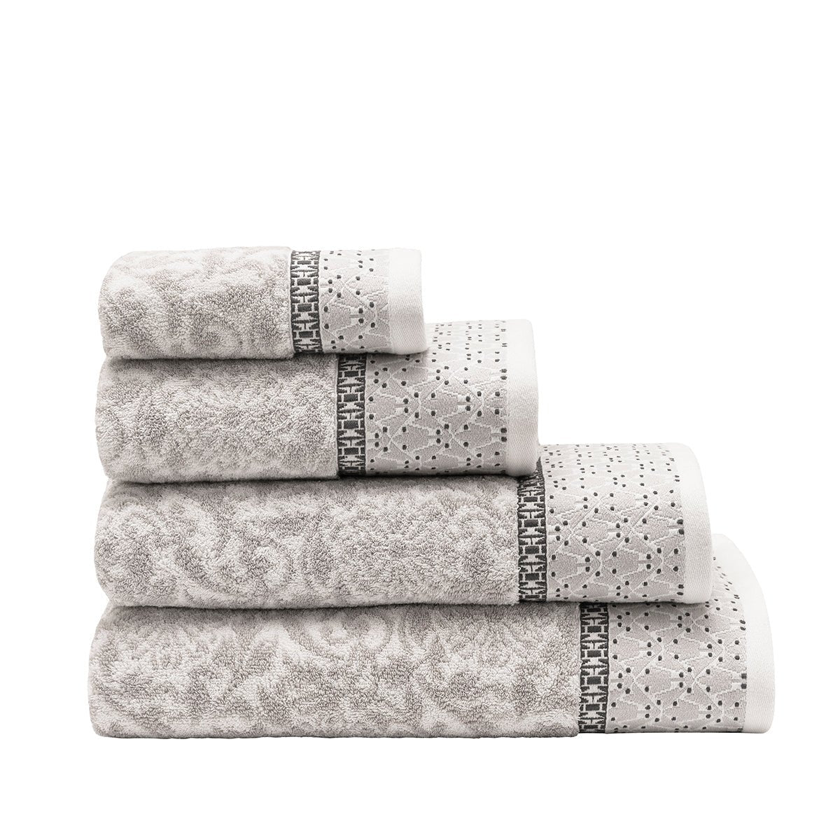 Charme Grey Bath Towels, Tub Mats, Wash Cloths by Le Jacquard Francais at Fig Linens and Home 6