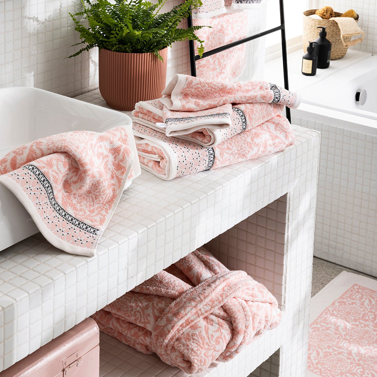 Charme Peony Bath Towels by Le Jacquard Francais at Fig Linens and Home - View 1