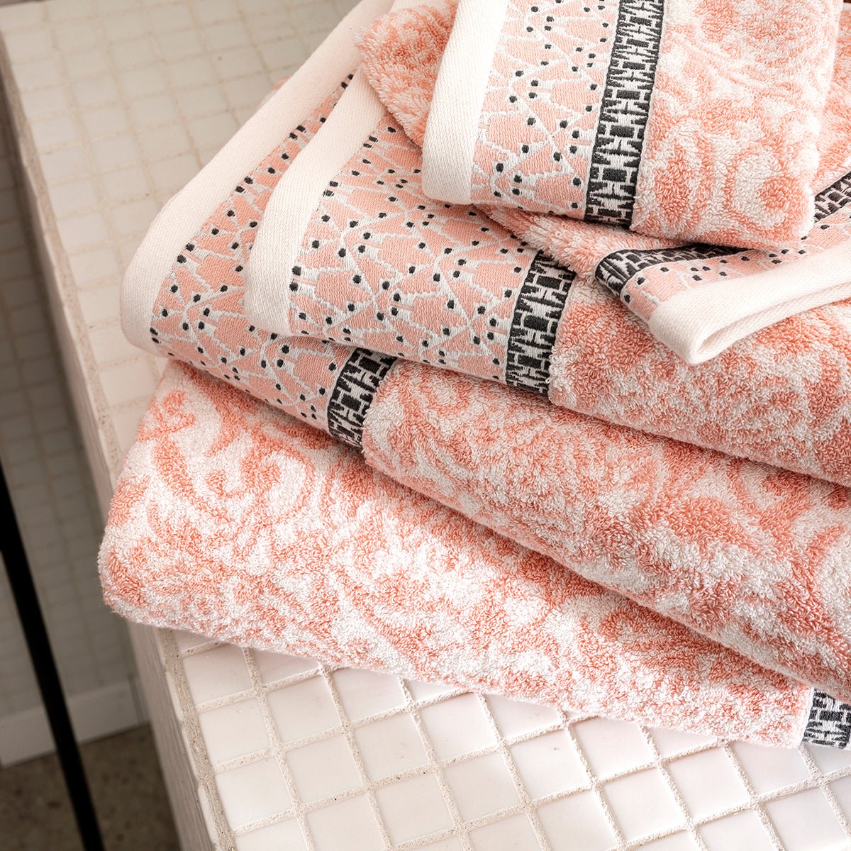 Charme Peony Bath Towels by Le Jacquard Francais at Fig Linens and Home - View 2