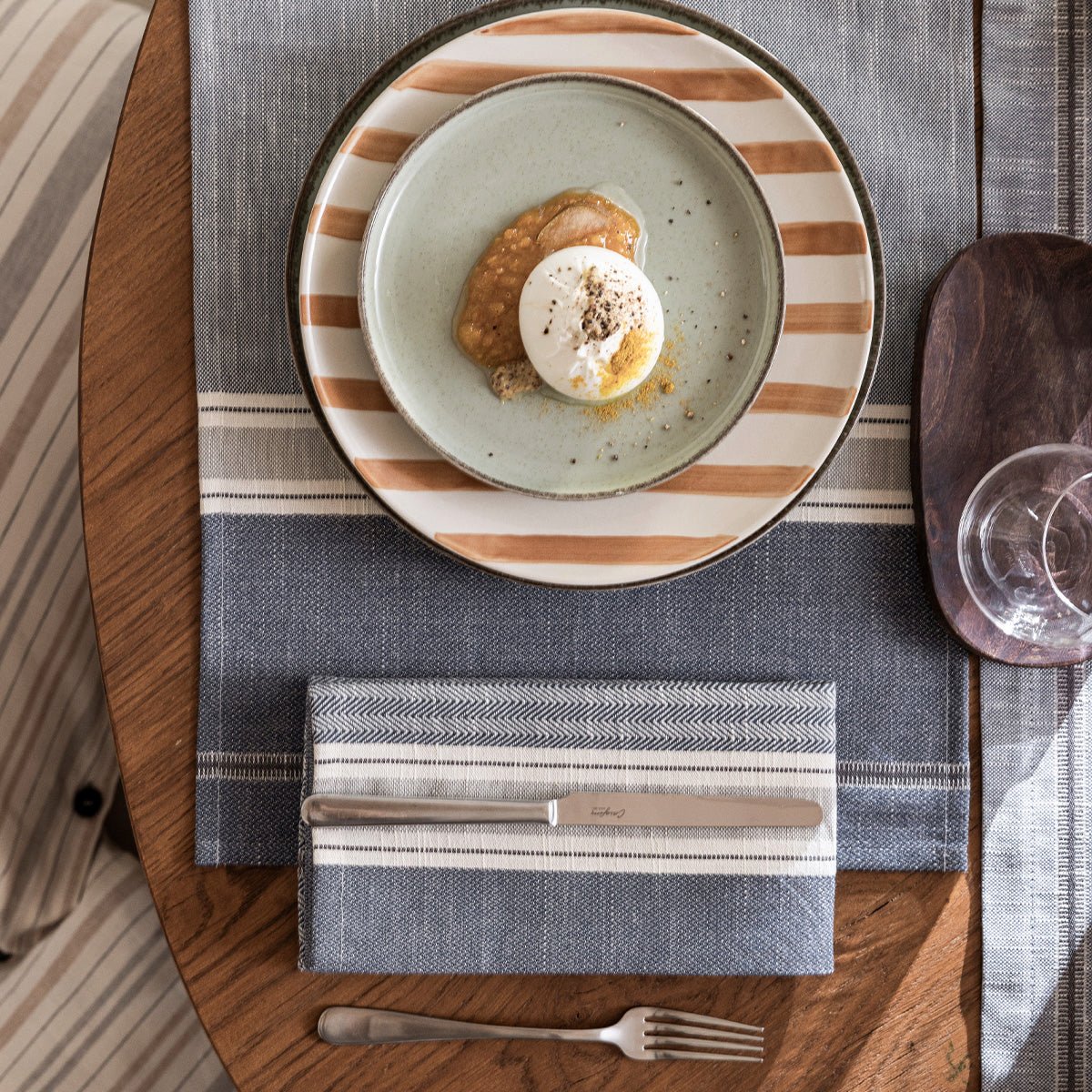 Dune Blue Napkins by Le Jacquard Francais at Fig Linens and Home - View 2