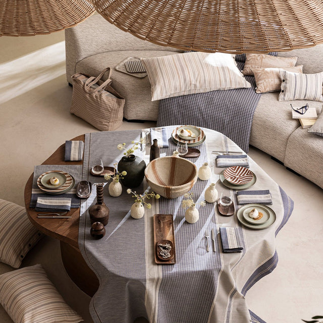 Dune Blue Tablecloth by Le Jacquard Francais at Fig Linens and Home 1