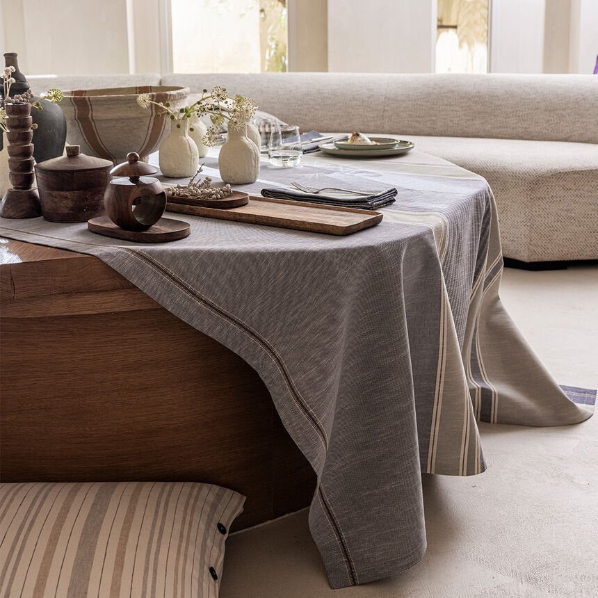 Dune Blue Tablecloth by Le Jacquard Francais at Fig Linens and Home 4