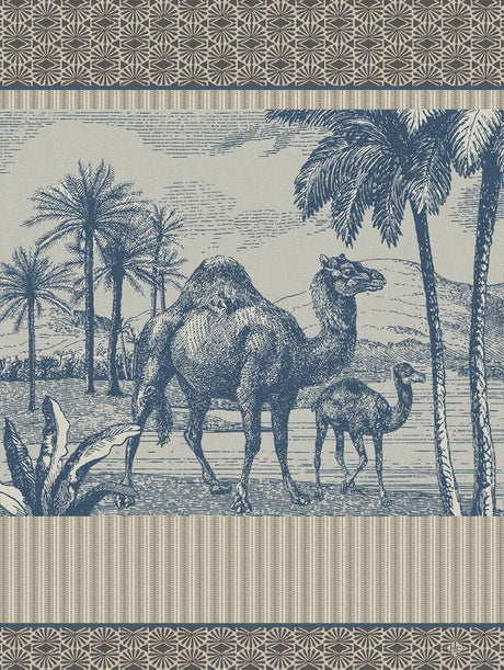 Dune Dromadaire Blue Tea Towel by Le Jacquard Francais at Fig Linens and Home