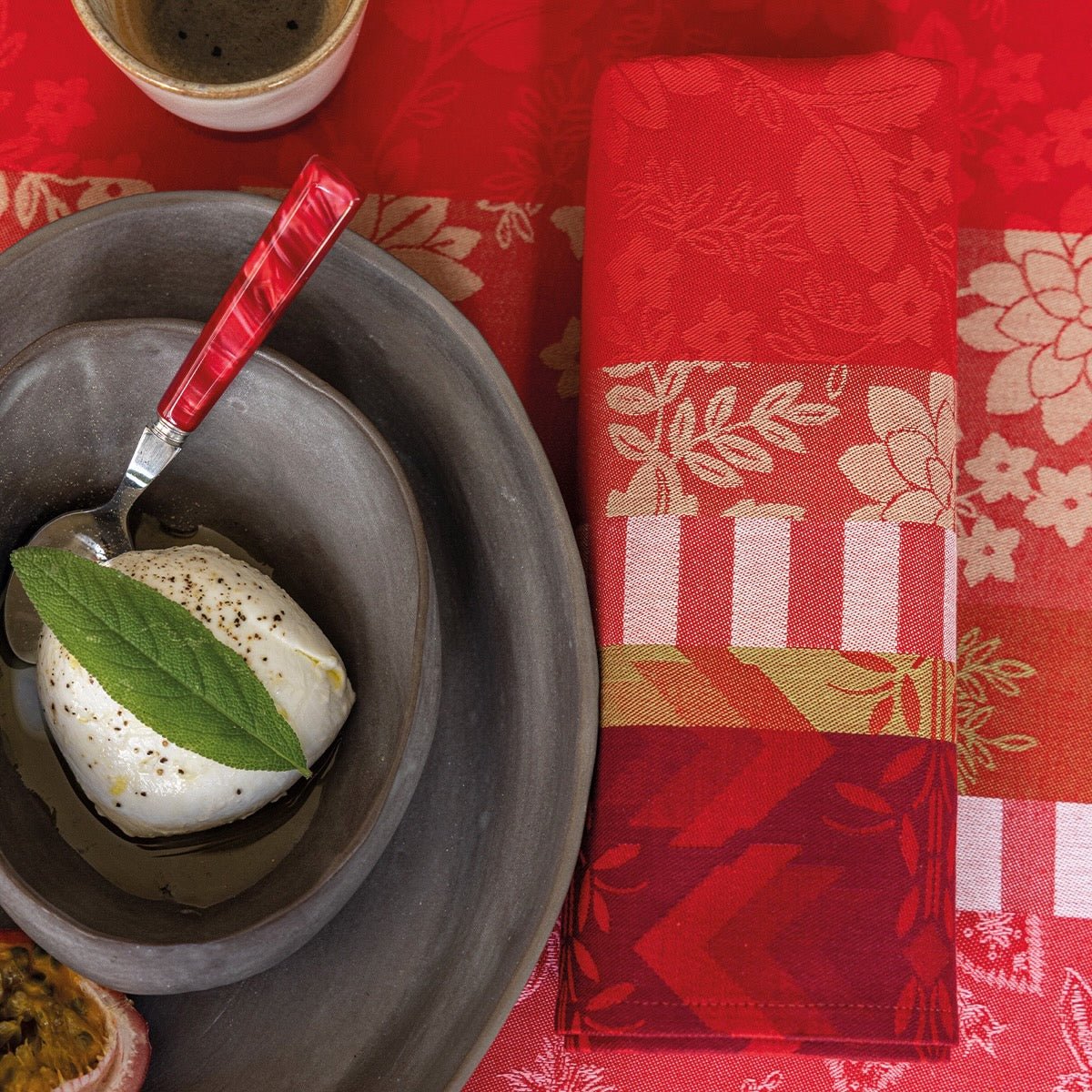 Gipsy Red Napkins | Cloth Napkins by Le Jacquard Français at Fig Linens and Home 1