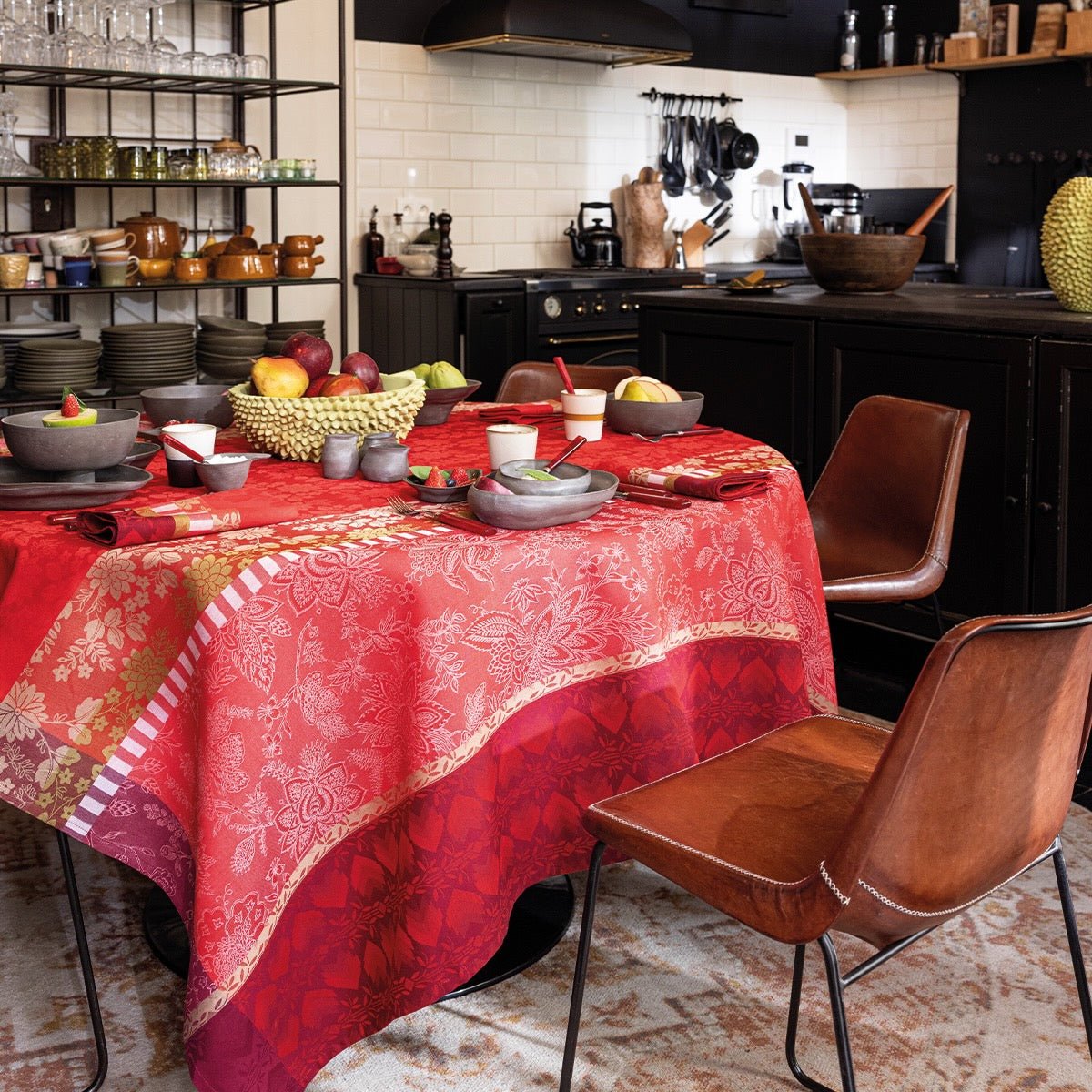 Gipsy Red Tablecloth By Le Jacquard Francais | Ruby Red Table Linens ...