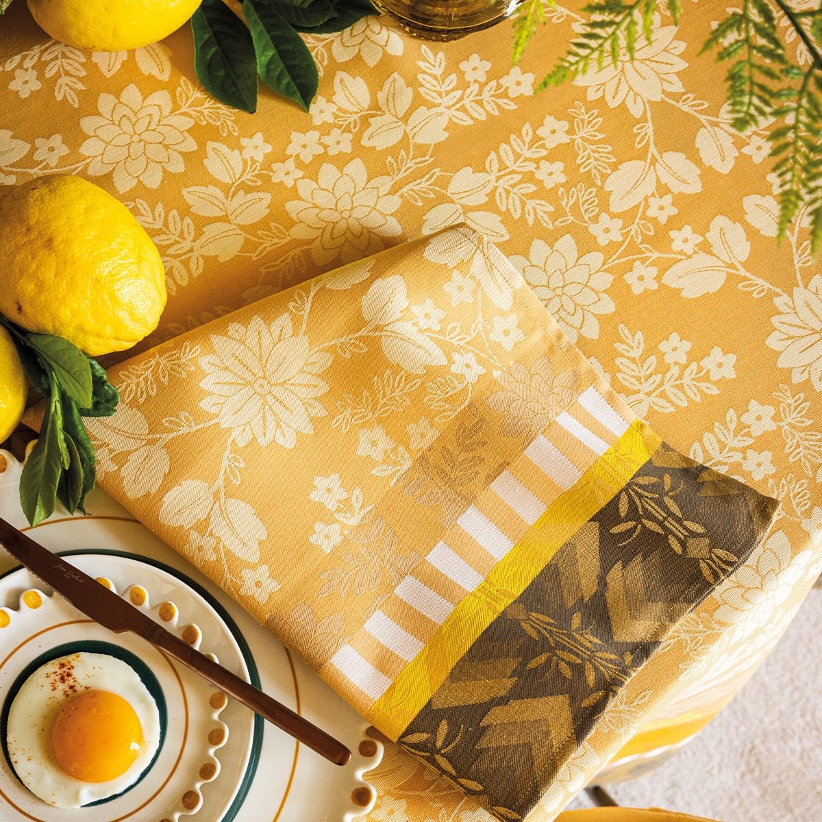 Gipsy Yellow Napkins | Cloth Napkins by Le Jacquard Français at Fig Linens and Home 1