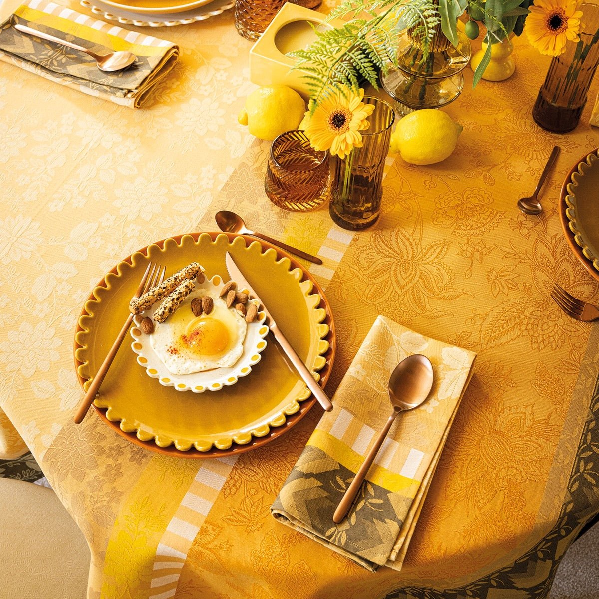 Gipsy Yellow Napkins | Cloth Napkins by Le Jacquard Français at Fig Linens and Home 3
