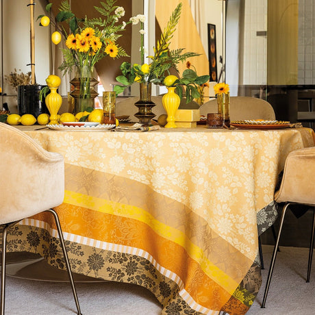 Gipsy Yellow Tablecloth Le Jacquard Francais 47 x 47 Fig Linens and Home