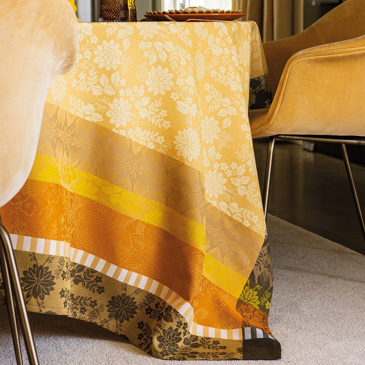 Gipsy Yellow Tablecloth | Le Jacquard Francais at Fig Linens and Home - All Colors of Cloth Shown