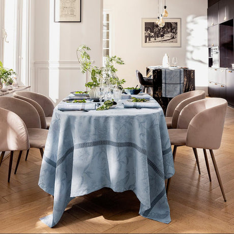 L'Orangerie Blue Tablecloth by Le Jacquard Français at Fig Linens and Home - View 1