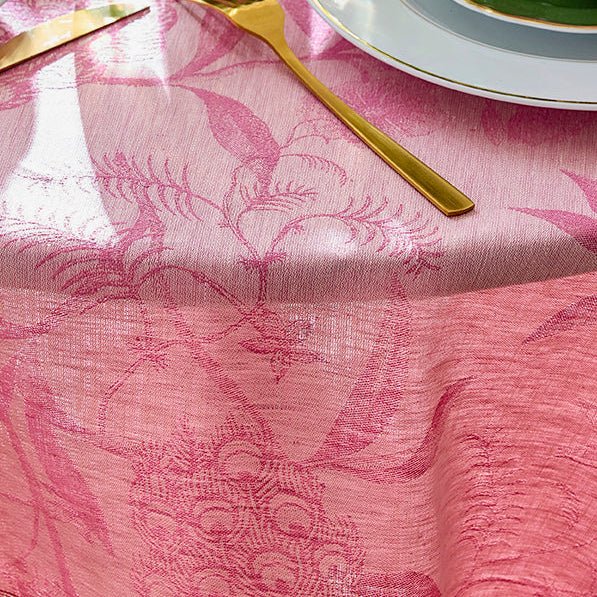 L'Orangerie Pink Tablecloth by Le Jacquard Français at Fig Linens and Home - View 4