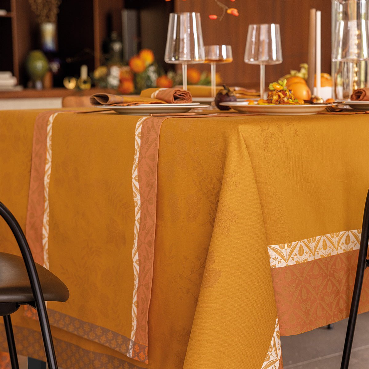 Manor Lane Orange Runner by Le Jacquard Français 20" x 59" Orange at FIG LINENS AND HOME 2