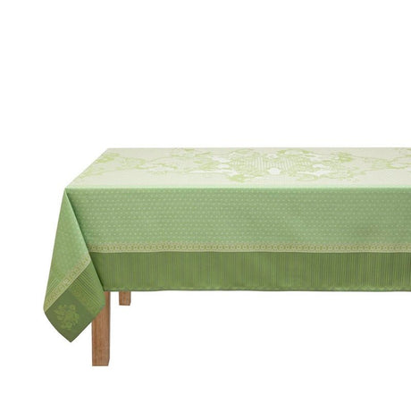 Promenade Impériale Jade Green Enduit Coated Tablecloths by Le Jacquard Francais