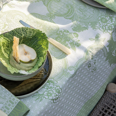 Promenade Impériale Jade Green Tablecloths by Le Jacquard Francais at Fig Linens and Home - View 6