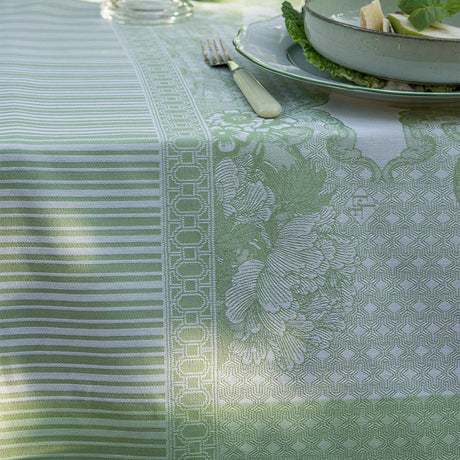Promenade Impériale Jade Green Tablecloths by Le Jacquard Francais at Fig Linens and Home - View 7