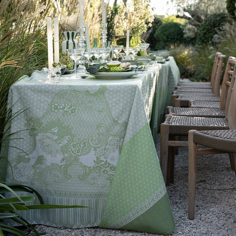 Promenade Impériale Jade Green Tablecloths by Le Jacquard Francais at Fig Linens and Home - View 2