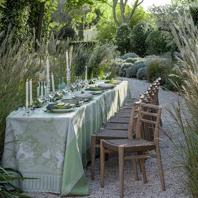 Promenade Impériale Jade Green Tablecloths by Le Jacquard Francais at Fig Linens and Home - View 1