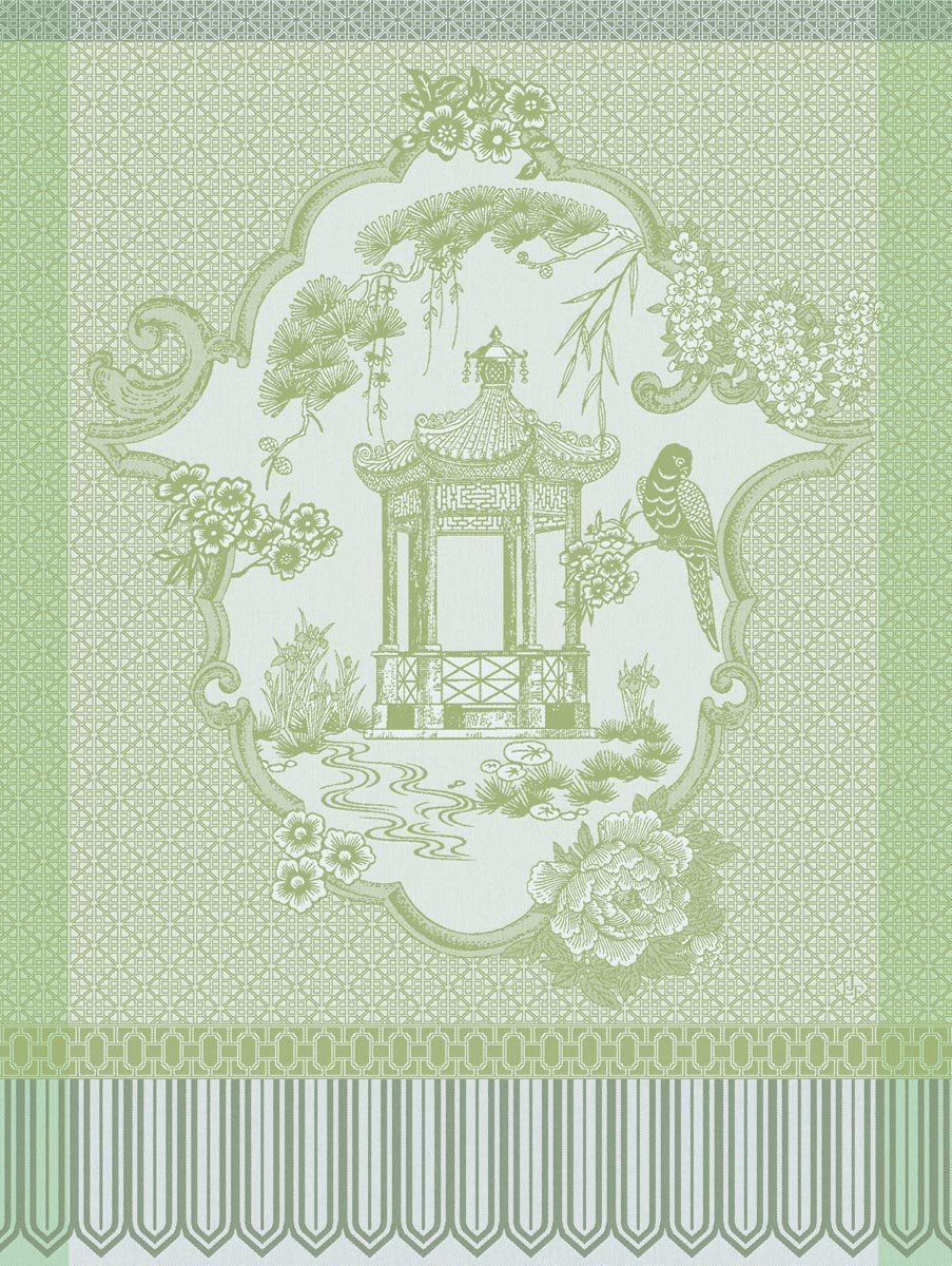 Promenade Impériale Jade Green Tea Towel by Le Jacquard Francais at Fig Linens and Home