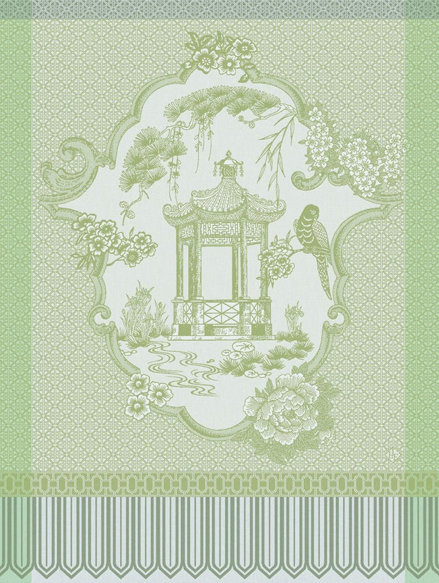 Promenade Impériale Jade Green Tea Towel by Le Jacquard Francais at Fig Linens and Home