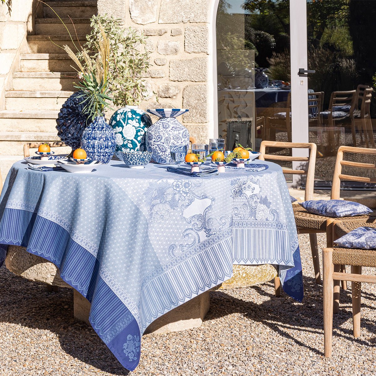 Promenade Impériale Lapis Blue Tablecloths by Le Jacquard Francais ...