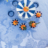 Promenade Impériale Lapis Blue Tablecloths by Le Jacquard Francais at Fig Linens and Home - Detail 1