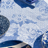 Promenade Impériale Lapis Blue Tablecloths by Le Jacquard Francais at Fig Linens and Home - Detail 4