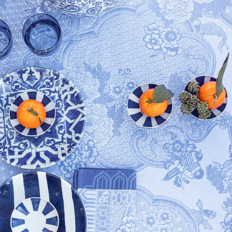 Promenade Impériale Lapis Blue Tablecloths by Le Jacquard Francais at Fig Linens and Home - Detail 2
